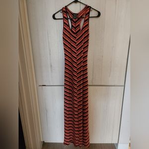 Black and Pink Striped Long Dress